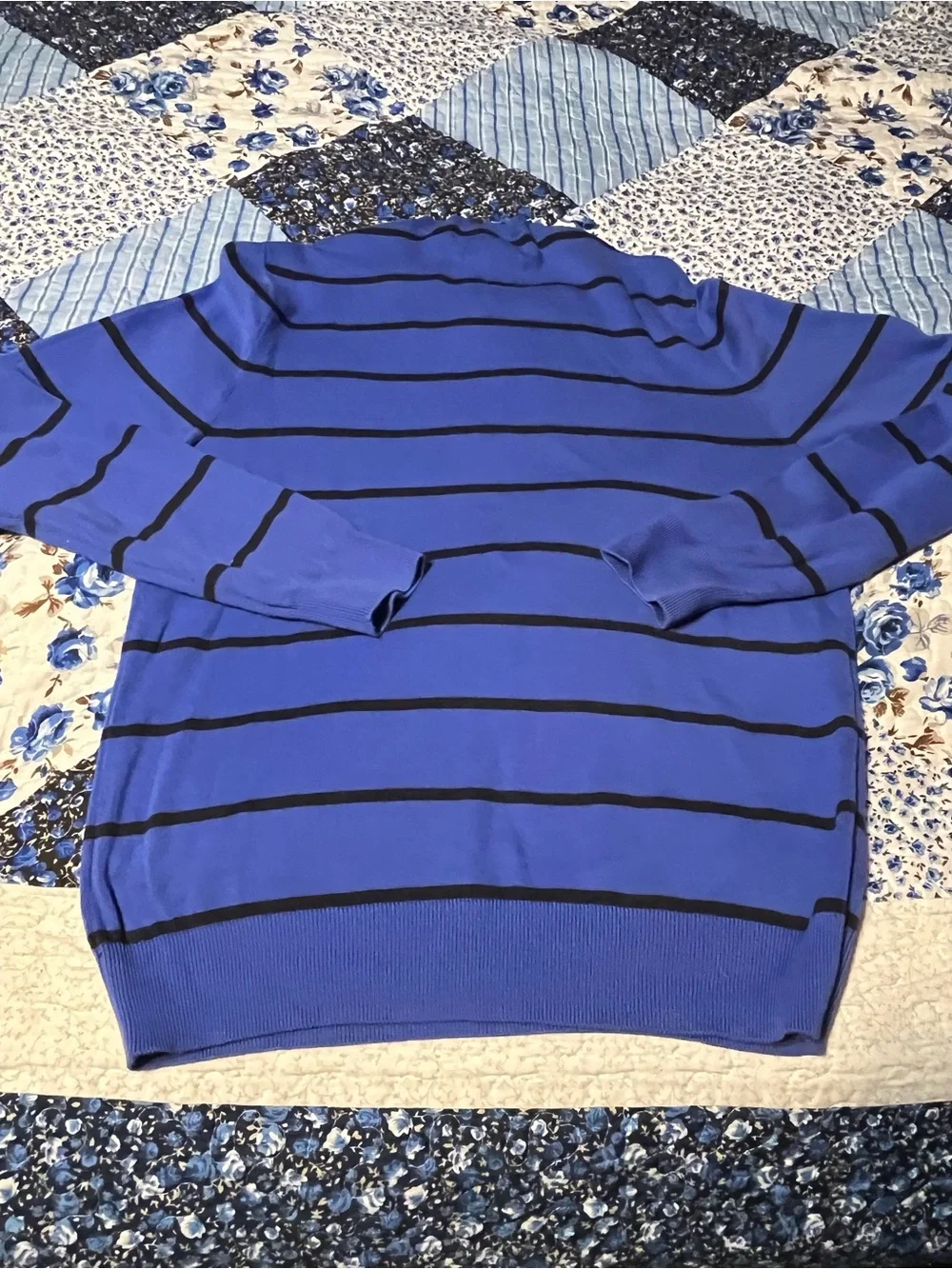Polo by Ralph Lauren Blue Striped Crewneck Sweater Mens Small